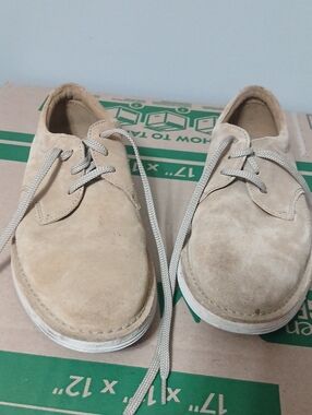 Clarks Beige Suede Derby Shoes